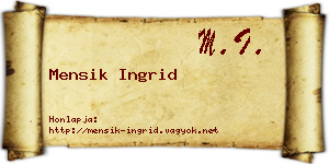 Mensik Ingrid névjegykártya